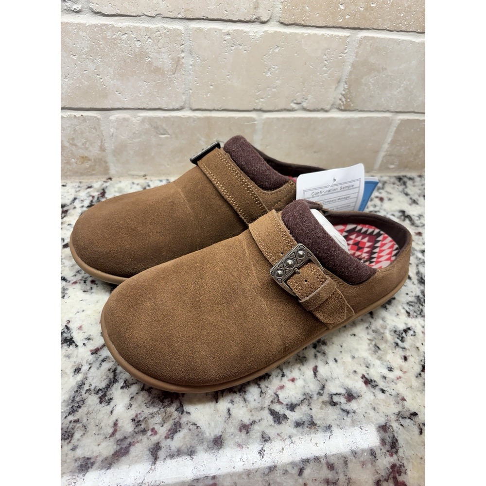 Revitalign Women's Ashley Desert Clog Mules Bison Brown Suede 7 NWT Orthotic